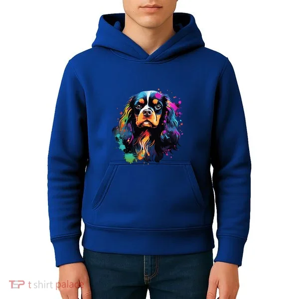 Cute Painted Cavalier King Charles Spaniel Kids Hoodie