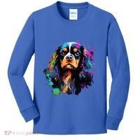 Cute Painted Cavalier King Charles Spaniel Kids Long Sleeve Shirt thumb 0