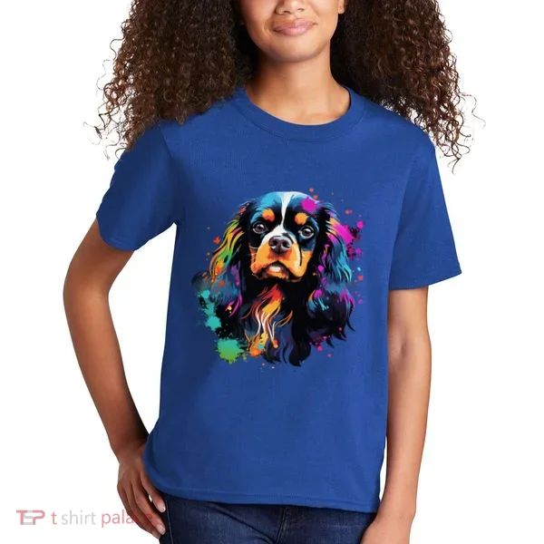 Cute Painted Cavalier King Charles Spaniel Kids T-Shirt