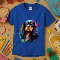 Cute Painted Cavalier King Charles Spaniel Kids T-Shirt thumb 3