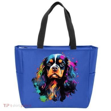 Cute Painted Cavalier King Charles Spaniel Tote Bag