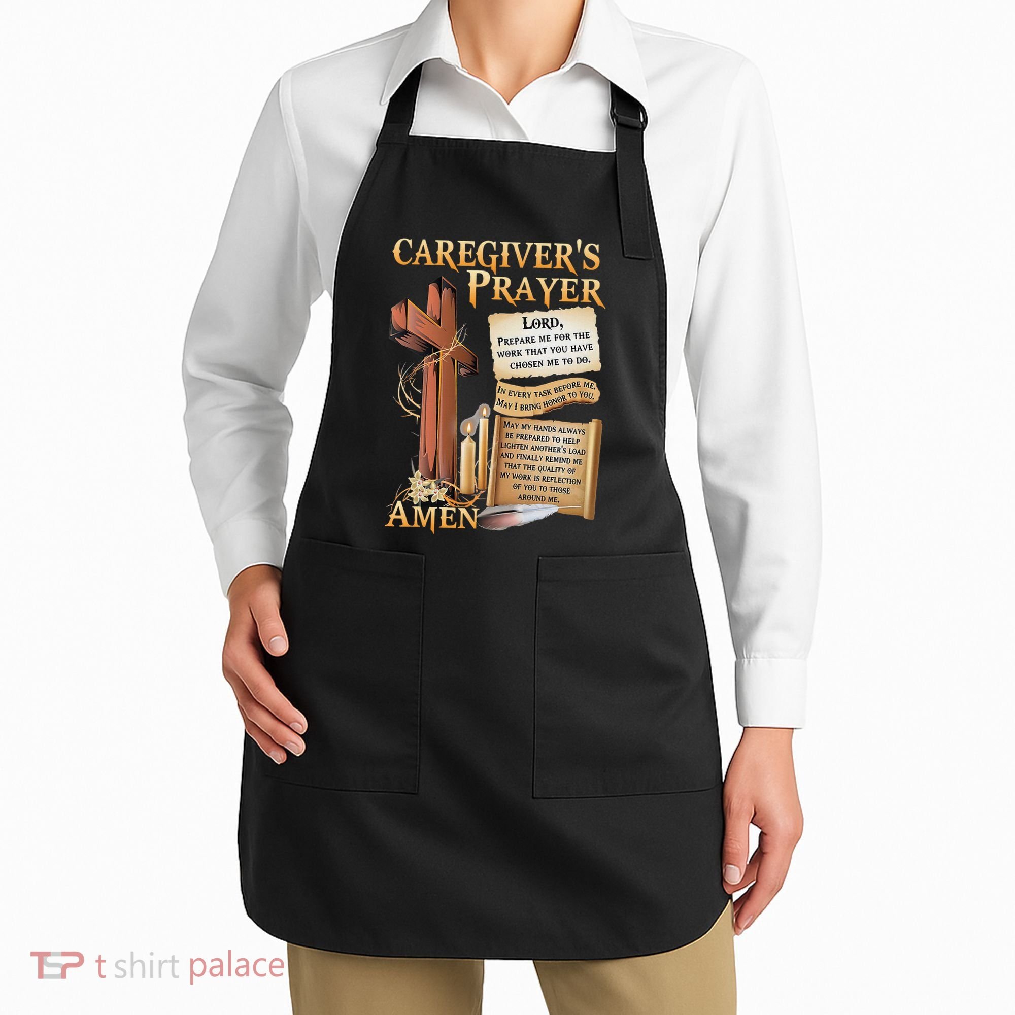 CaregiverS Prayer Christian Cross Faith Hope Love Jesus Apron