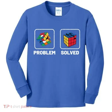 Competitive Puzzle Cube Problem Solved Speed Cubing Meaningful Gift Kids Long Sleeve Shirt