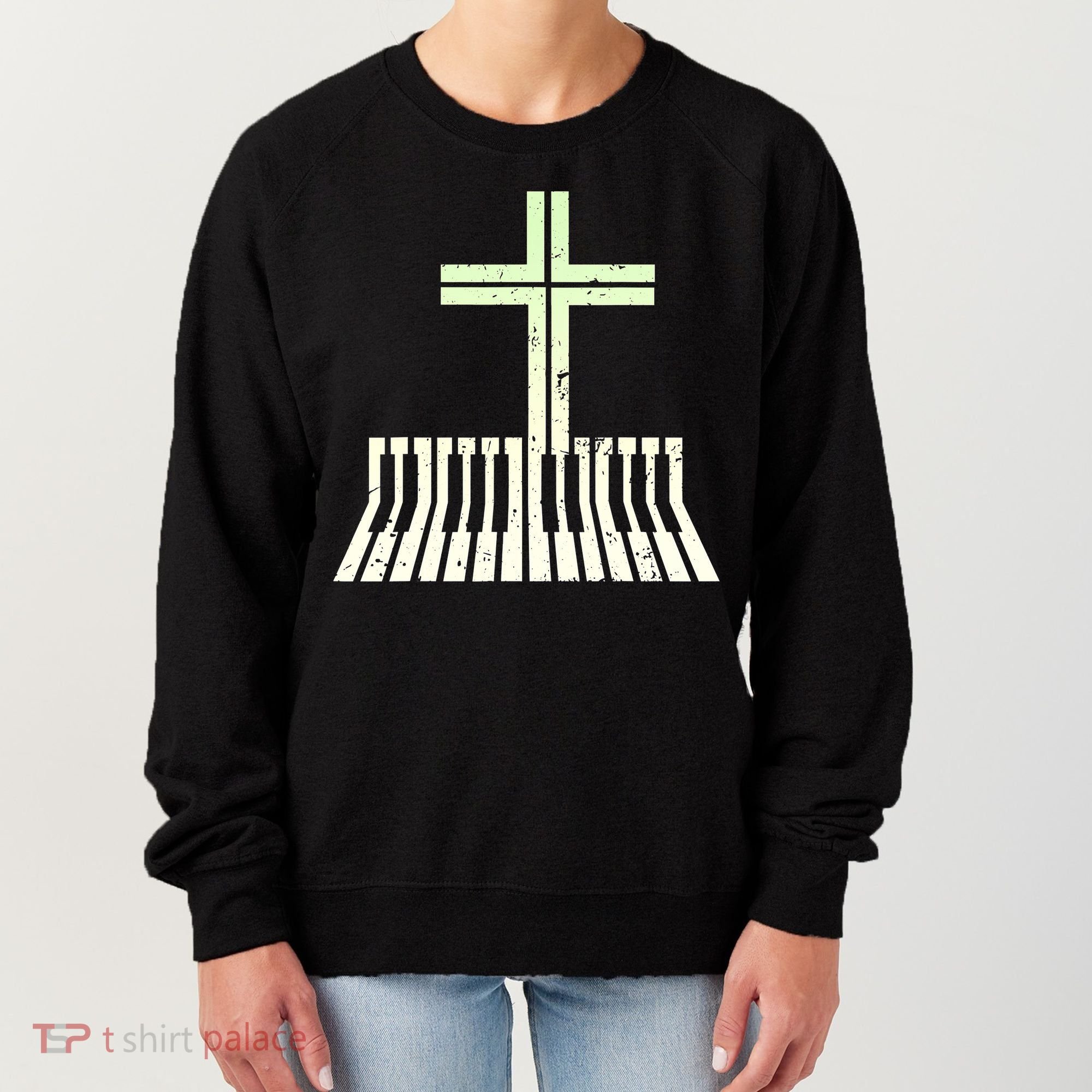 Christian Piano Cross Keyboard Pianist Women's Sweatshirt