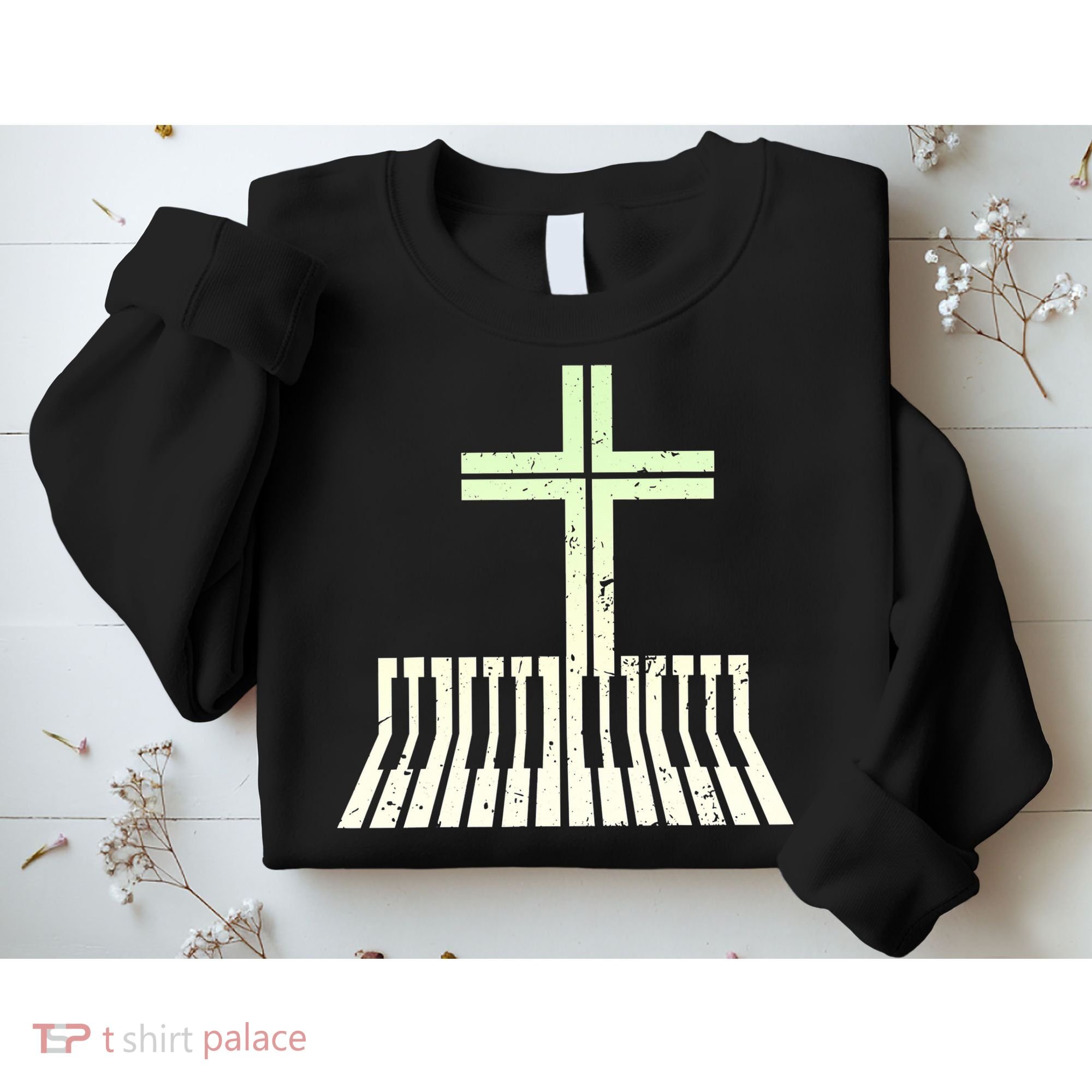 Christian Piano Cross Keyboard Pianist Sweatshirt