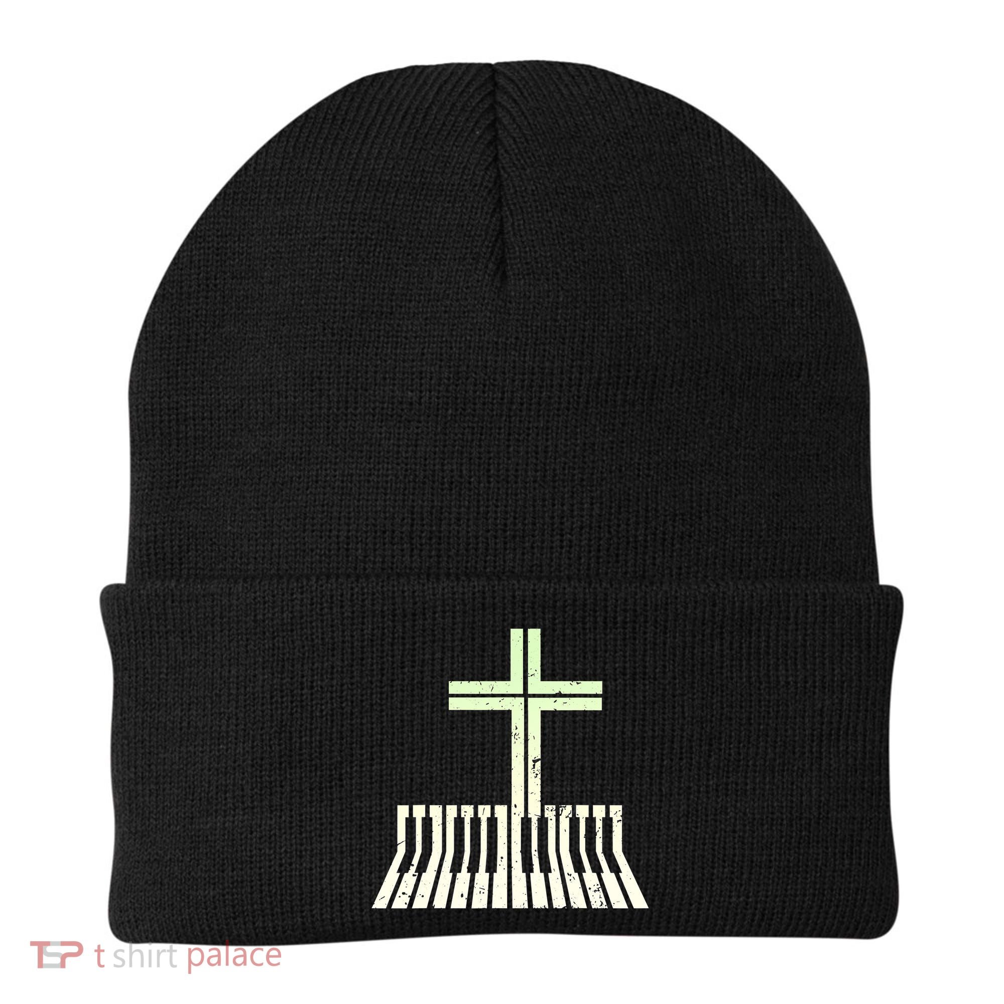 Christian Piano Cross Keyboard Pianist Beanie