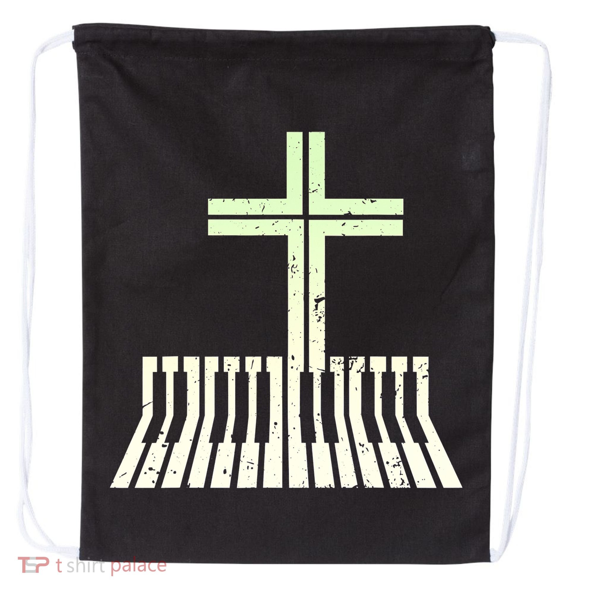 Christian Piano Cross Keyboard Pianist Drawstring Bag