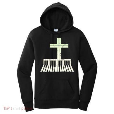 Christian Piano Cross Keyboard Pianist Women's Hoodie