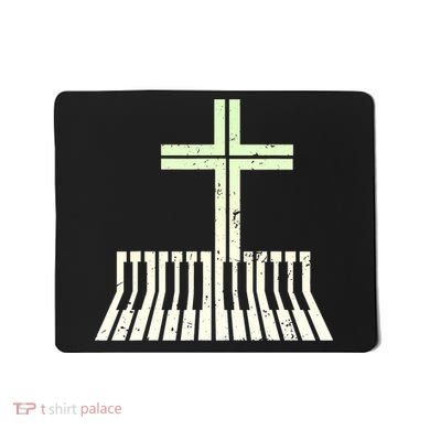 Christian Piano Cross Keyboard Pianist Mousepad