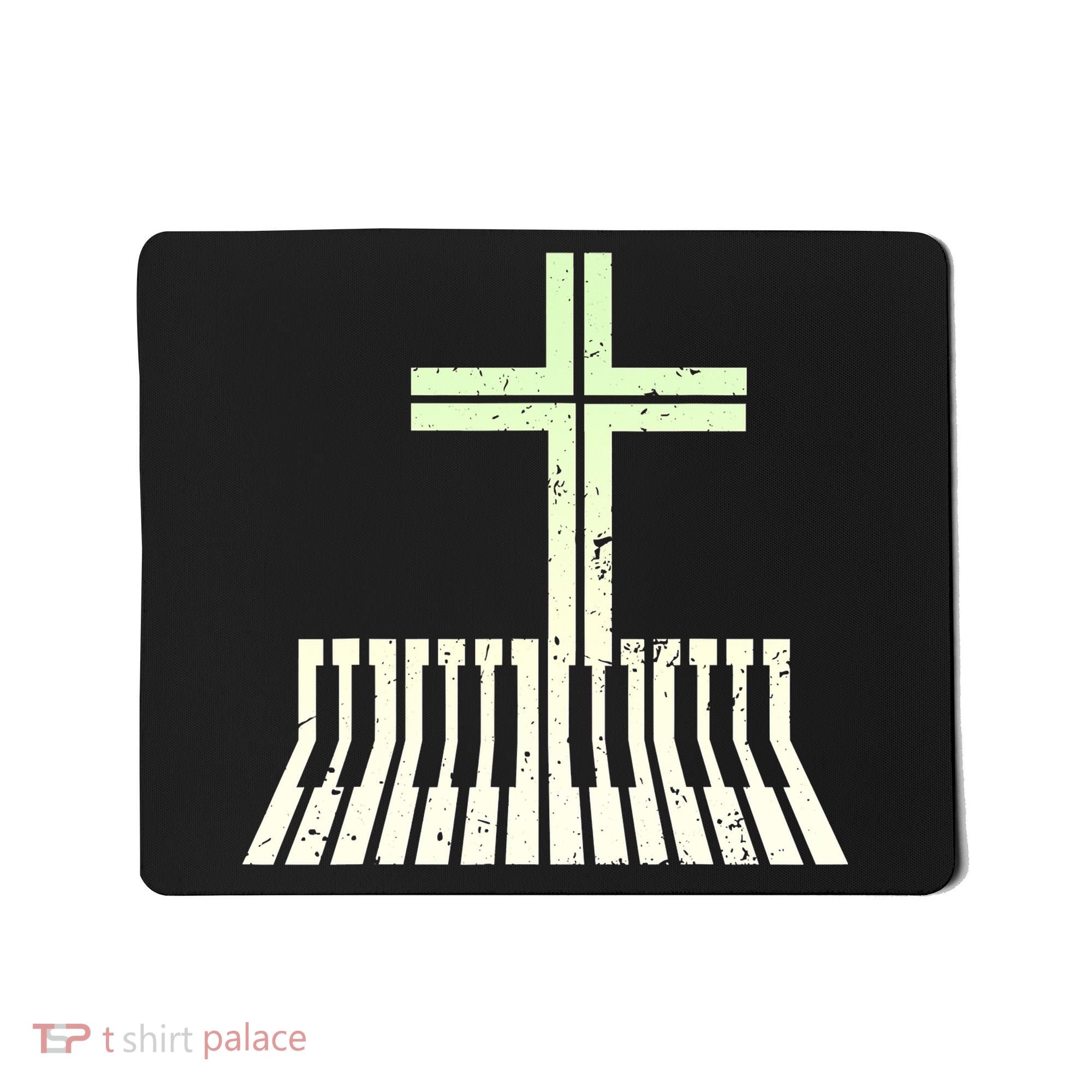 Christian Piano Cross Keyboard Pianist Mousepad