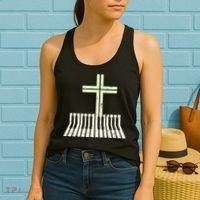 Christian Piano Cross Keyboard Pianist Women's Tank Top thumb 2