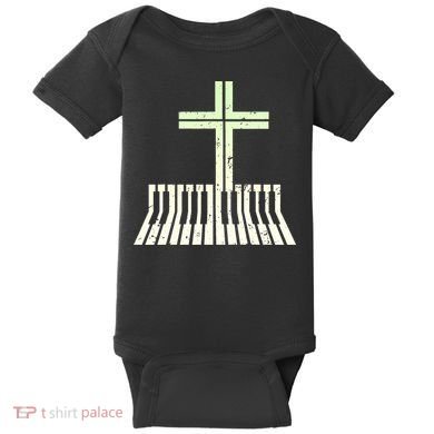 Christian Piano Cross Keyboard Pianist Baby Bodysuit