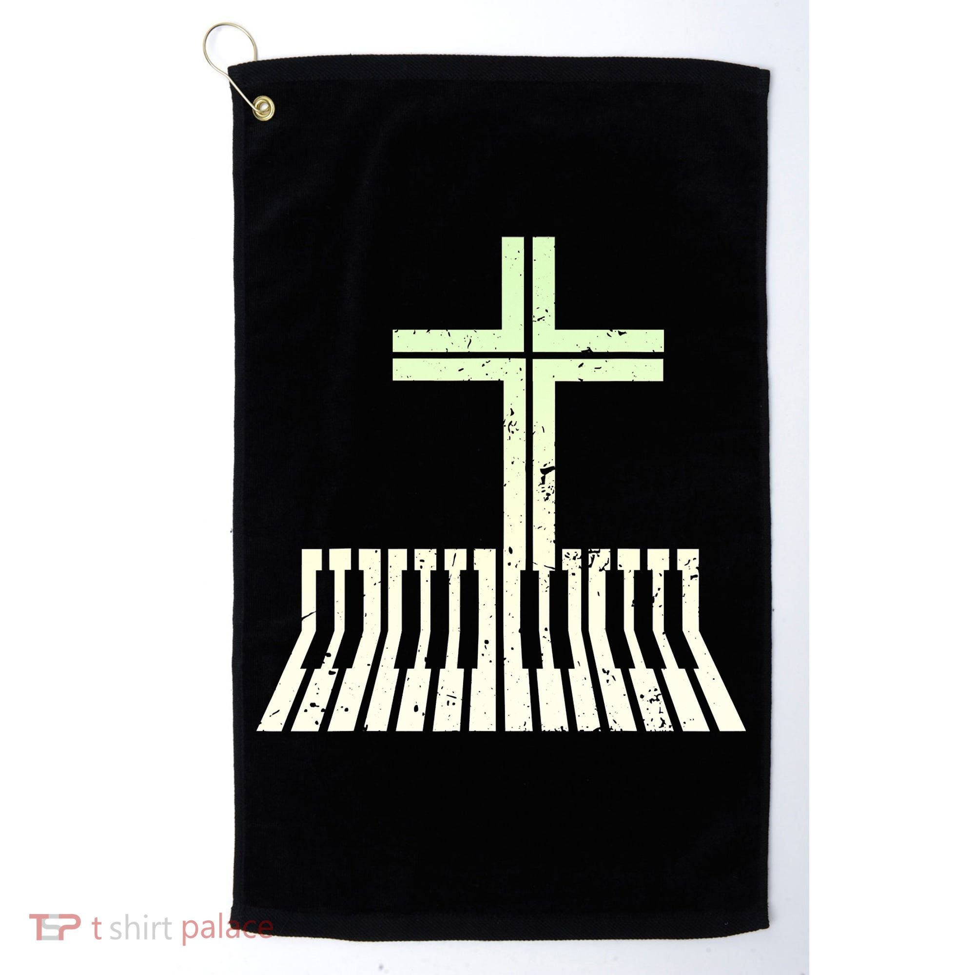 Christian Piano Cross Keyboard Pianist Golf Towel