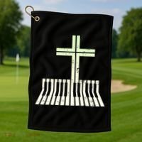 Christian Piano Cross Keyboard Pianist Golf Towel thumb 1