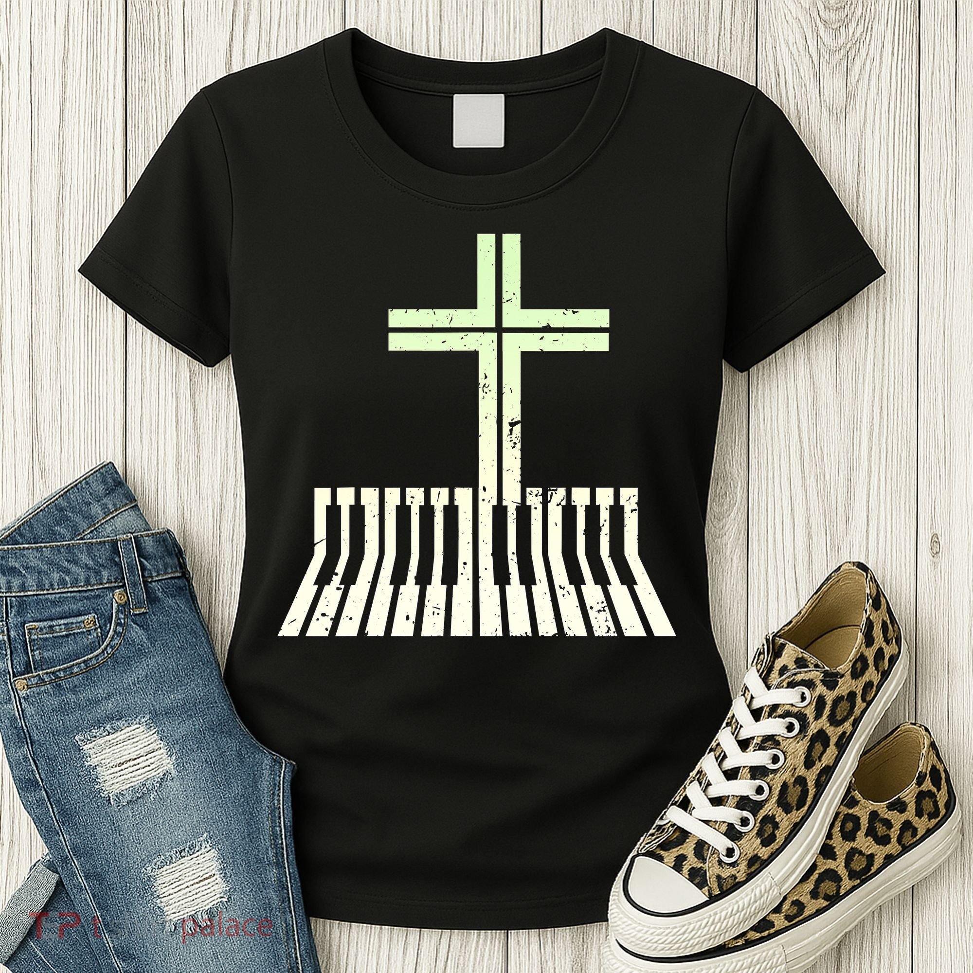 Christian Piano Cross Keyboard Pianist Women's T-Shirt