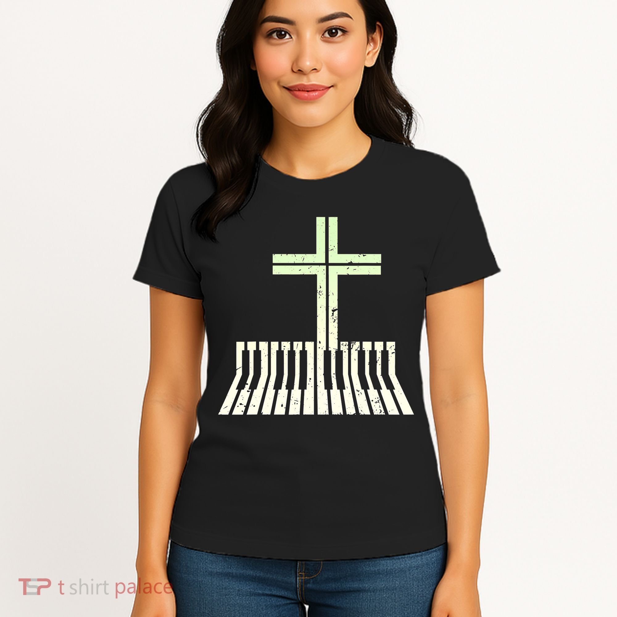 Christian Piano Cross Keyboard Pianist Women's T-Shirt