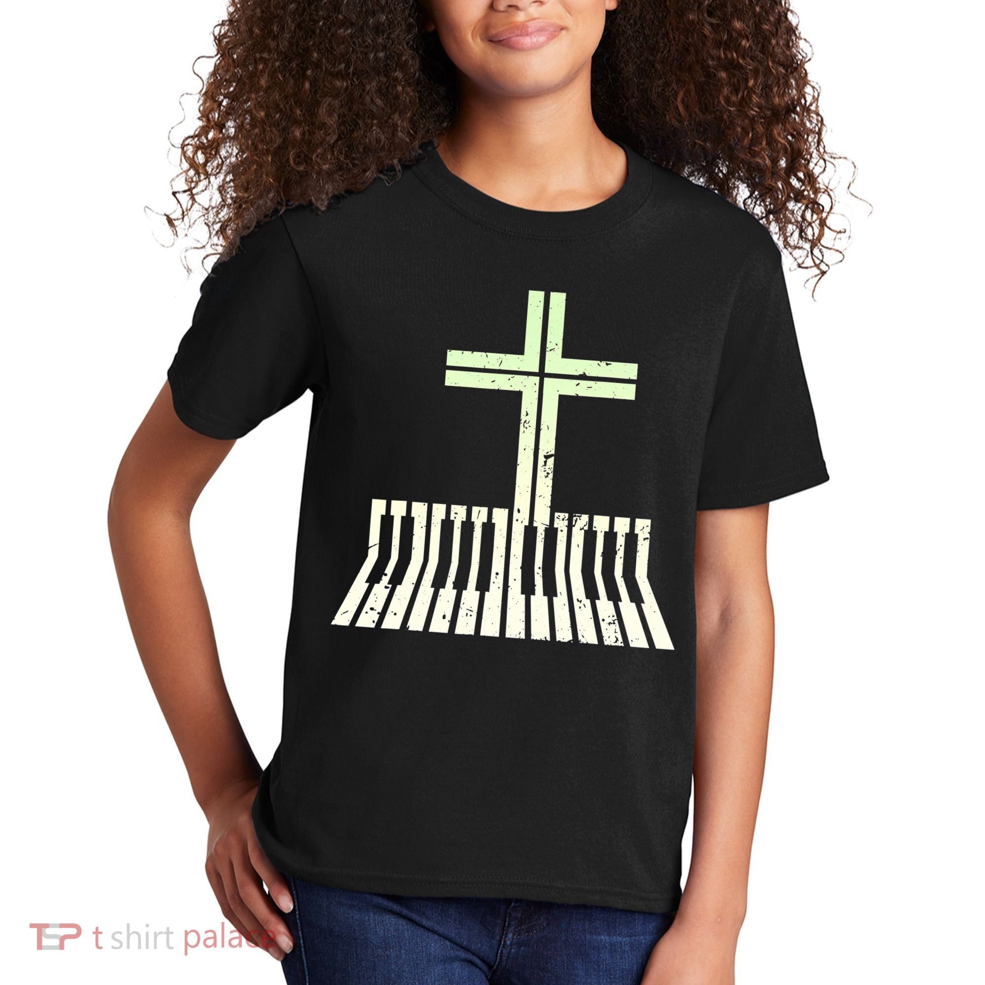 Christian Piano Cross Keyboard Pianist Kids T-Shirt