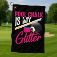 Cute Pool Chalk Is My Funny Billiard Players Game Gift Golf Towel thumb 1