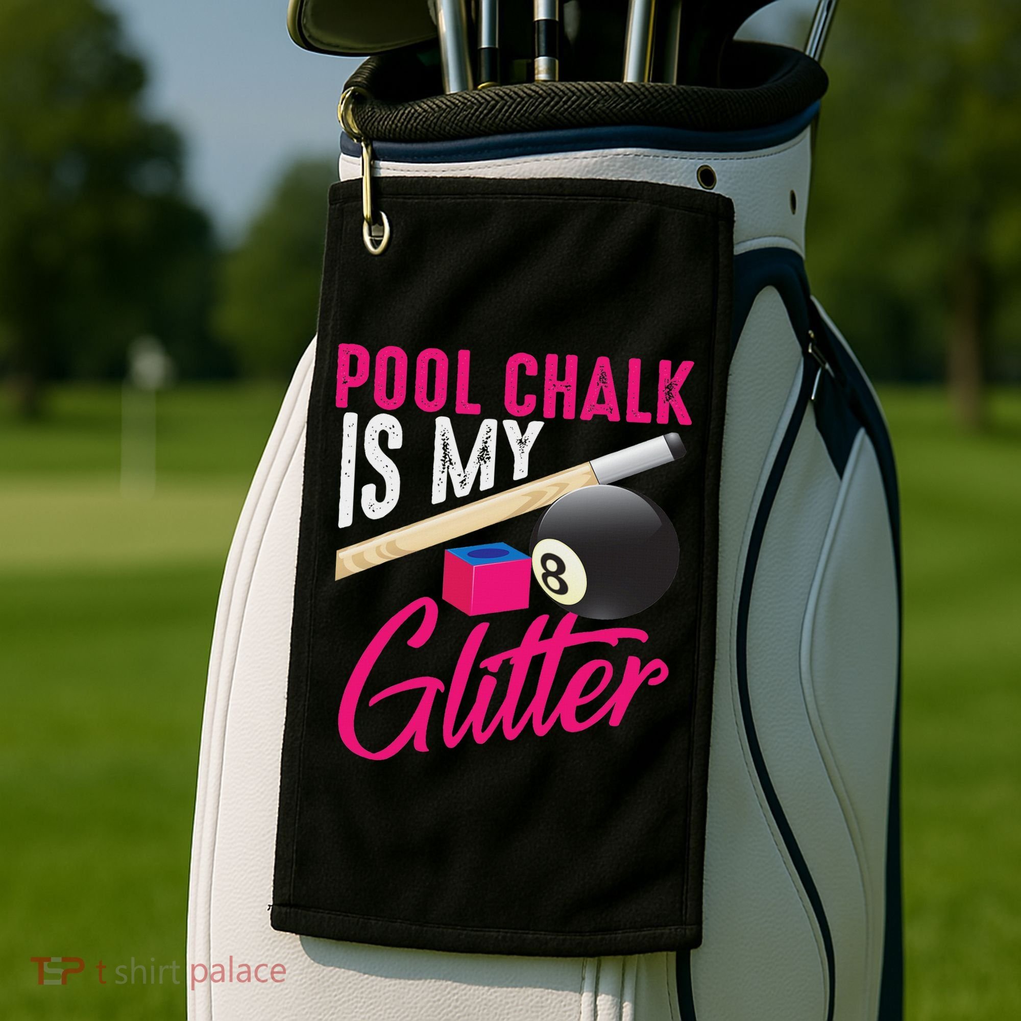 Cute Pool Chalk Is My Funny Billiard Players Game Gift Golf Towel