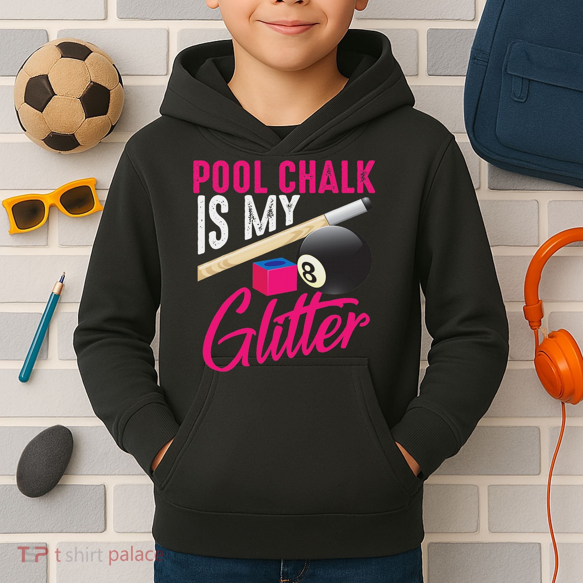 Cute Pool Chalk Is My Funny Billiard Players Game Gift Kids Hoodie