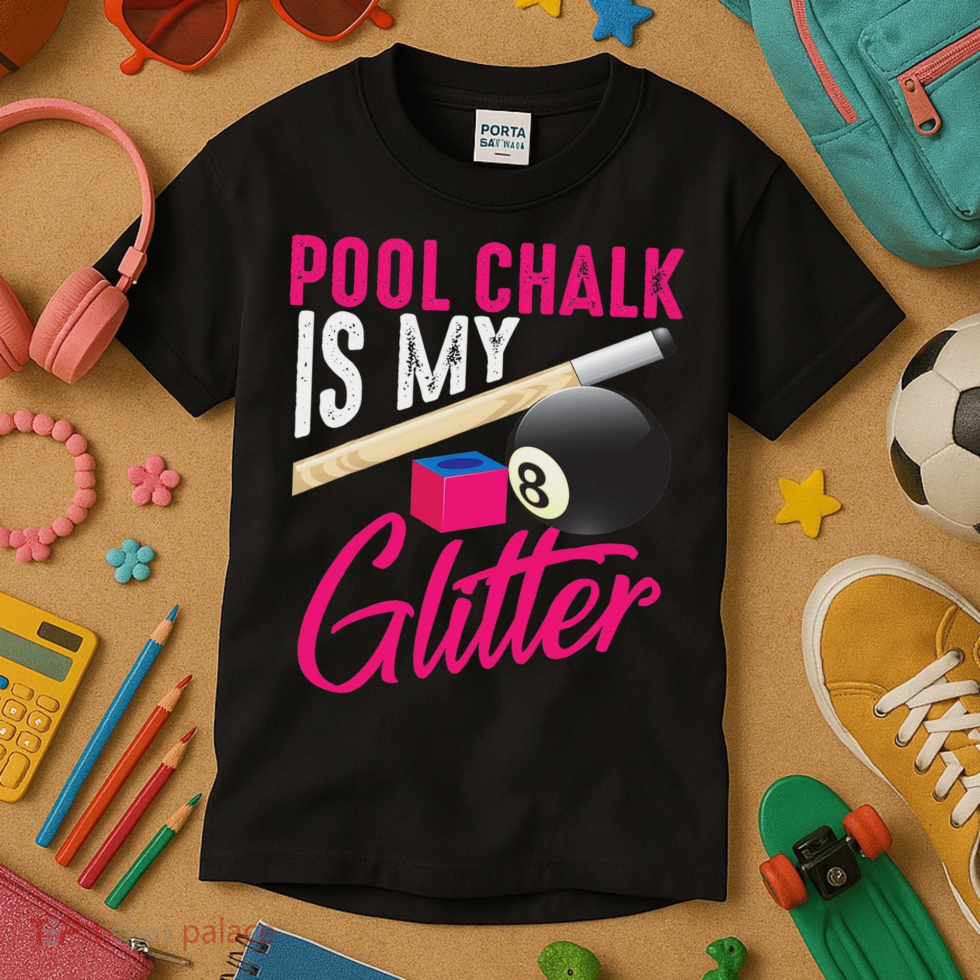 Cute Pool Chalk Is My Funny Billiard Players Game Gift Kids T-Shirt