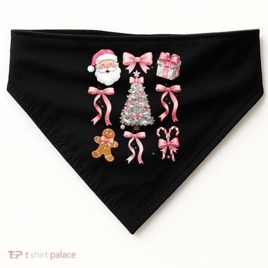 Cute Pink Coquette Christmas  USA-Made Doggie Bandana