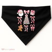 Cute Pink Coquette Christmas  USA-Made Doggie Bandana thumb 0