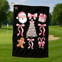 Cute Pink Coquette Christmas  Golf Towel thumb 1