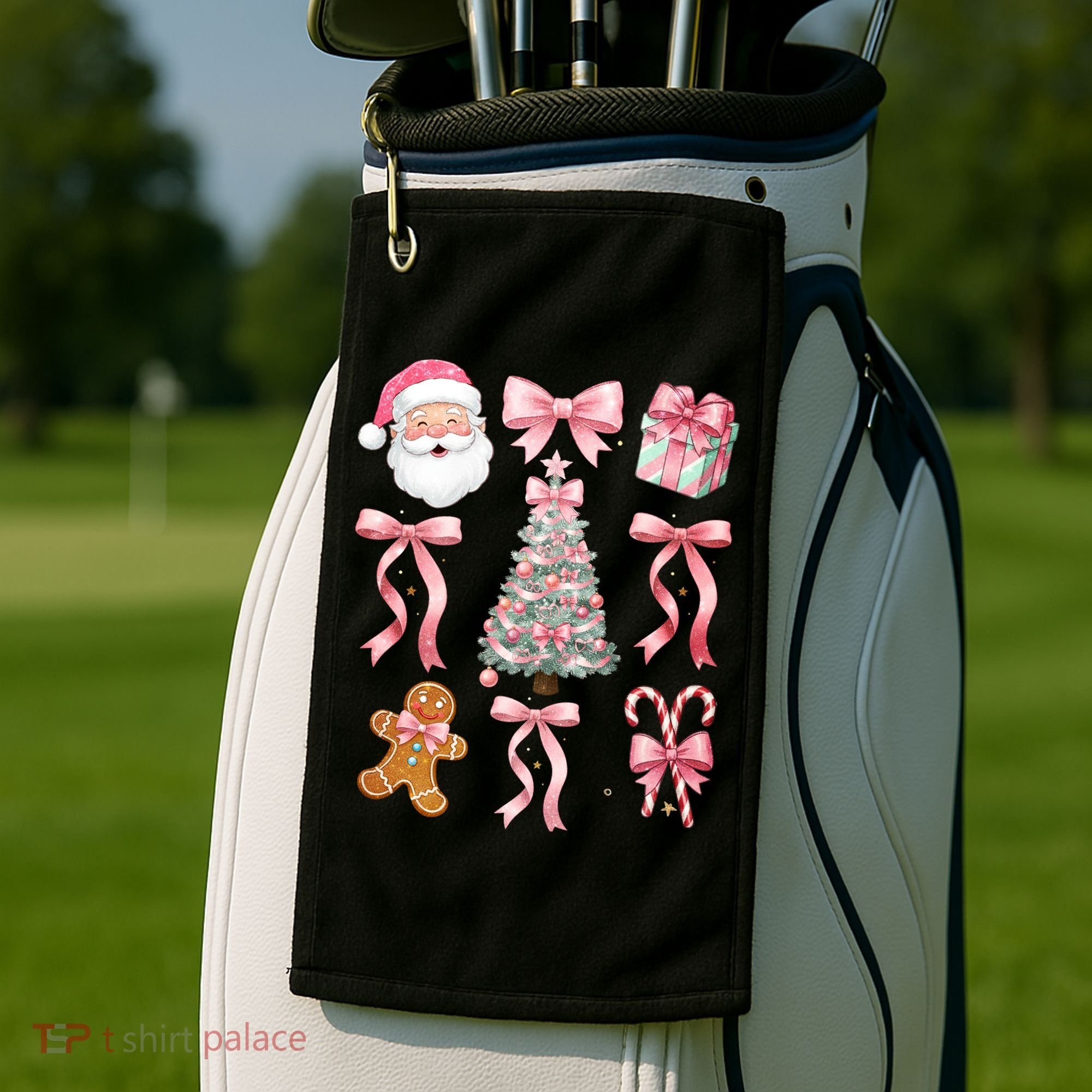 Cute Pink Coquette Christmas  Golf Towel