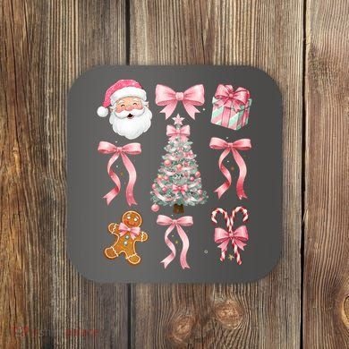 Cute Pink Coquette Christmas  Coaster