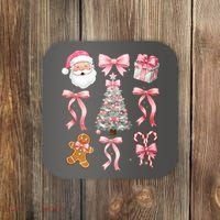 Cute Pink Coquette Christmas  Coaster thumb 0