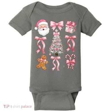 Cute Pink Coquette Christmas  Baby Bodysuit