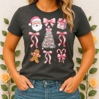 Cute Pink Coquette Christmas  Women's T-Shirt thumb 2