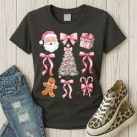 Cute Pink Coquette Christmas  Women's T-Shirt thumb 3