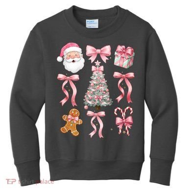 Cute Pink Coquette Christmas  Kids Sweatshirt