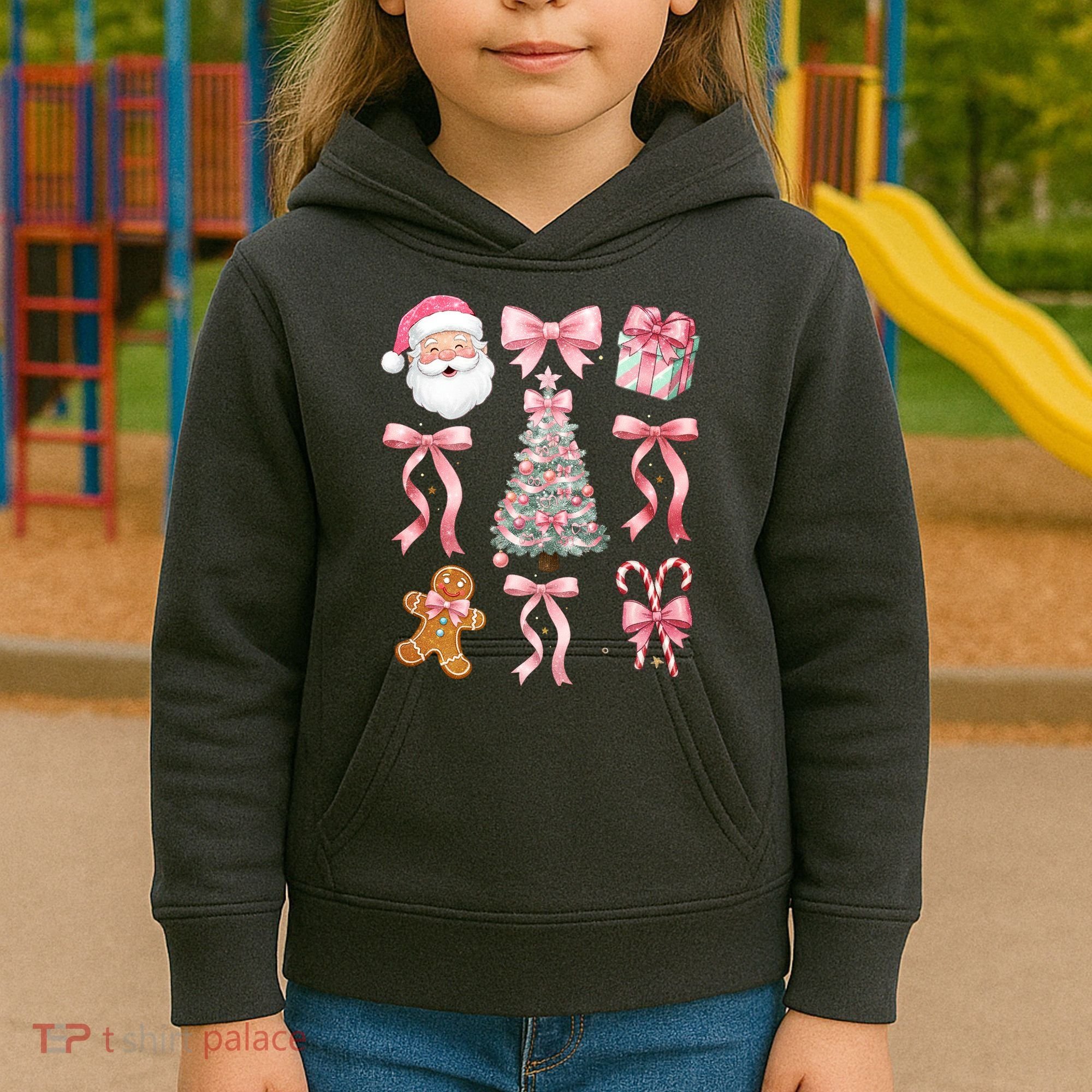 Cute Pink Coquette Christmas  Kids Hoodie
