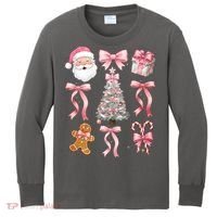 Cute Pink Coquette Christmas  Kids Long Sleeve Shirt thumb 0