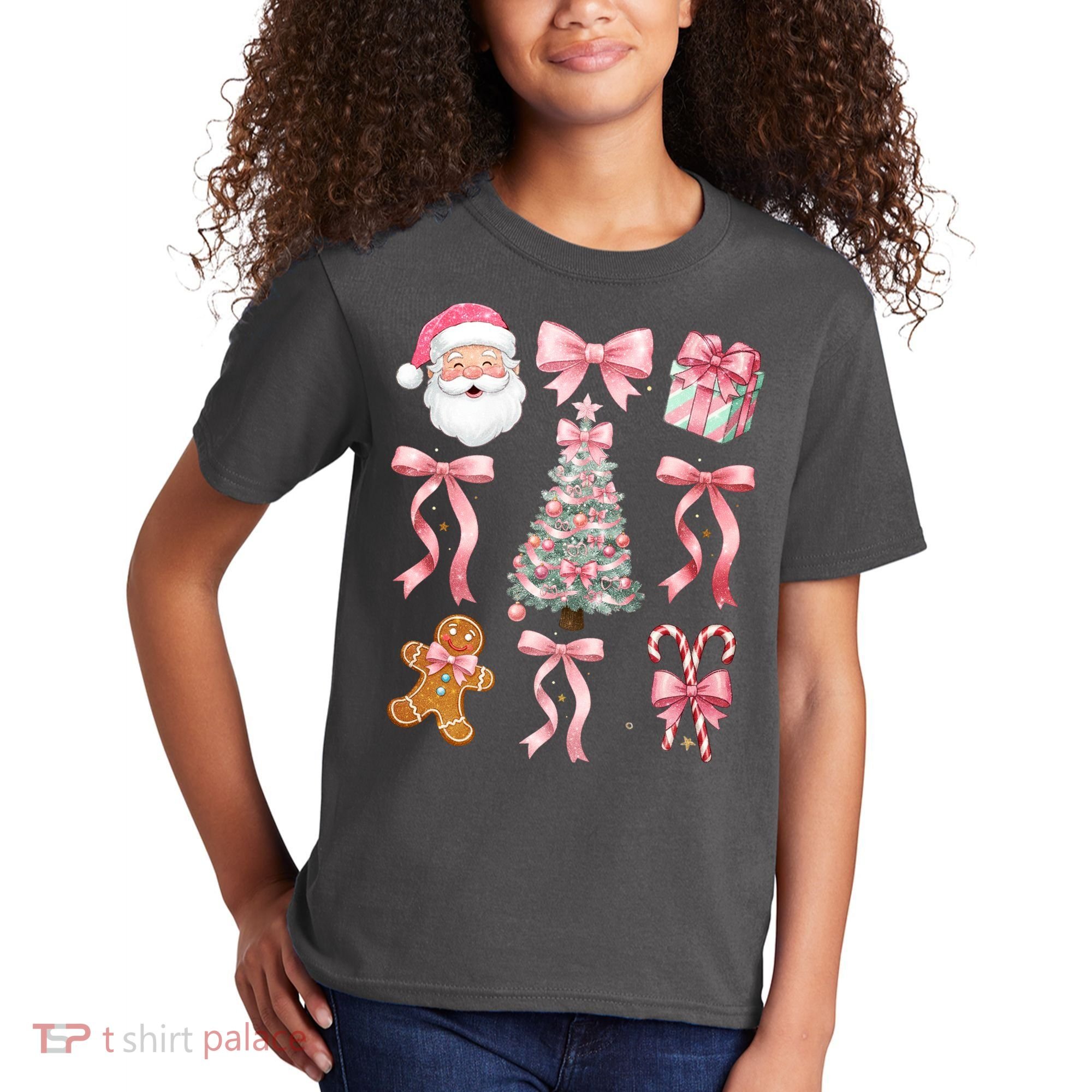 Cute Pink Coquette Christmas  Kids T-Shirt