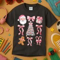 Cute Pink Coquette Christmas  Kids T-Shirt thumb 3