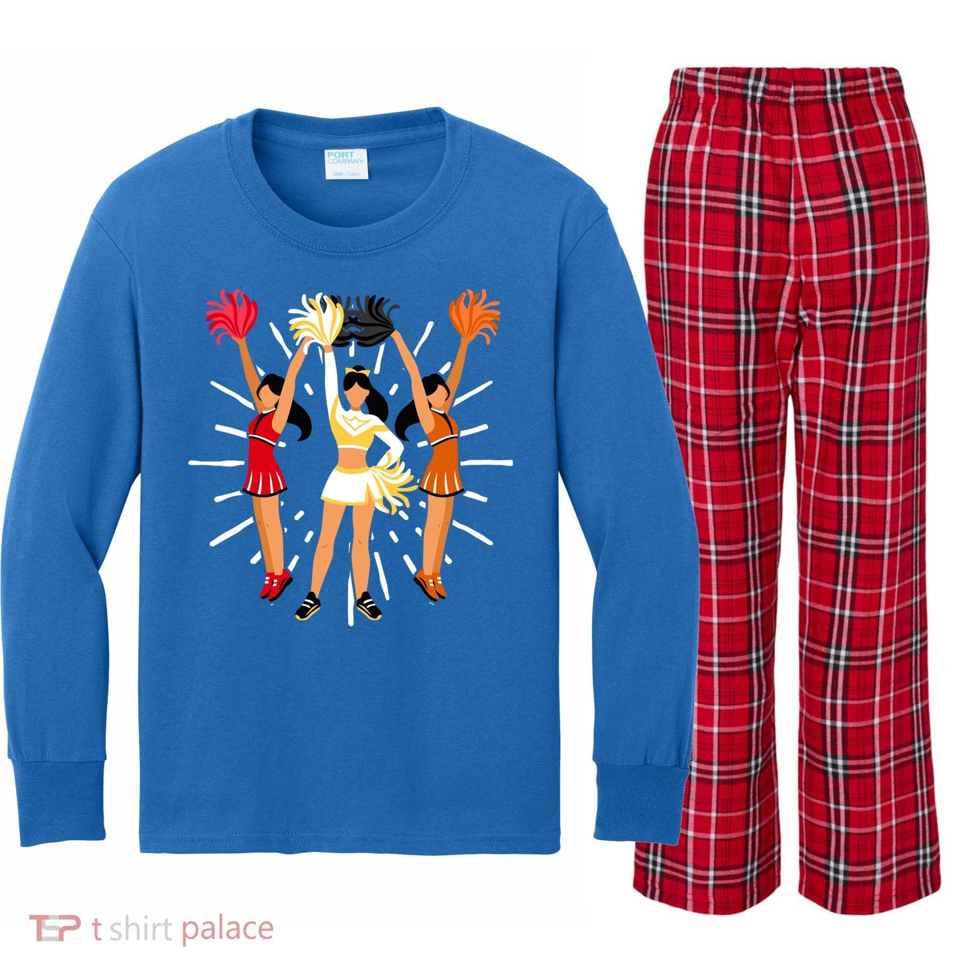 Cheering Practice Cheerleader Cheer Squad Cheerleading Gift Kids Long Sleeve Plaid Pajama Set