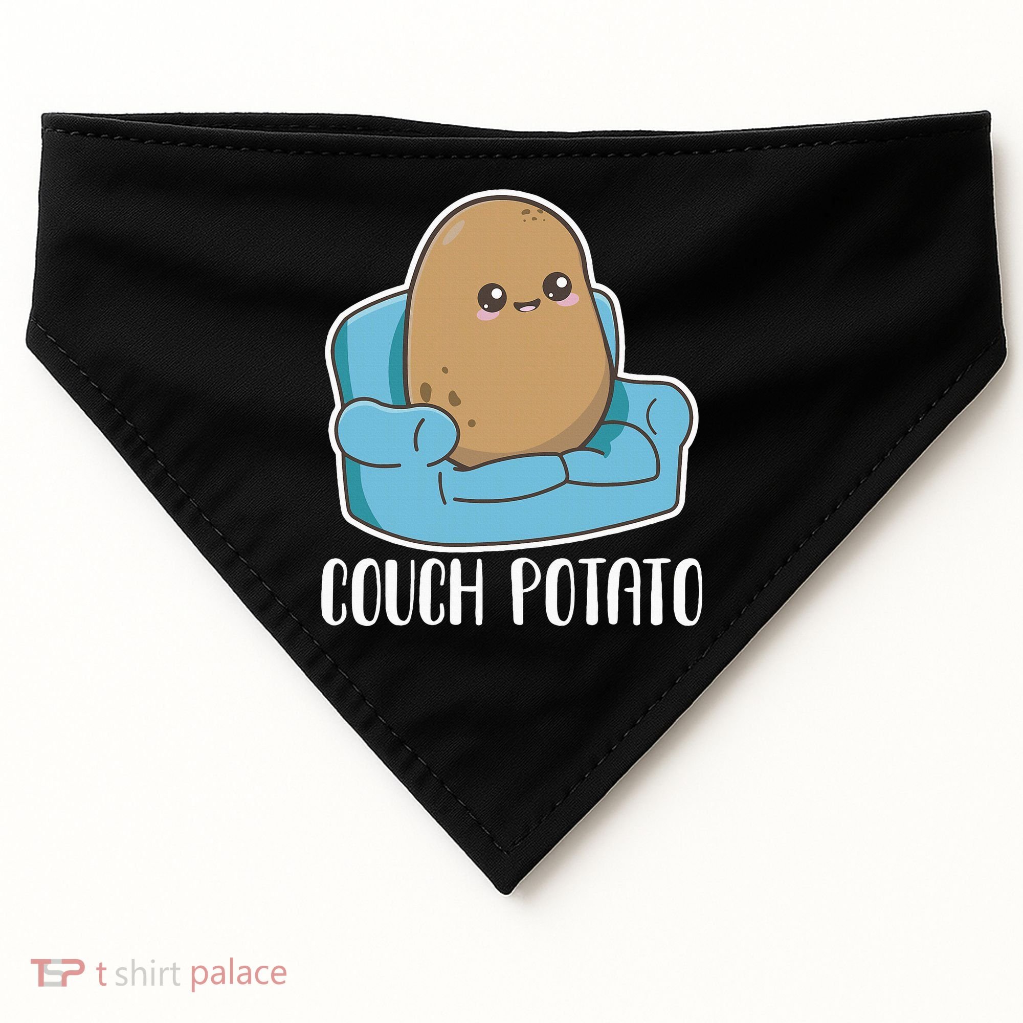 Couch Potato Cute Kawaii Funny Potato USA-Made Doggie Bandana