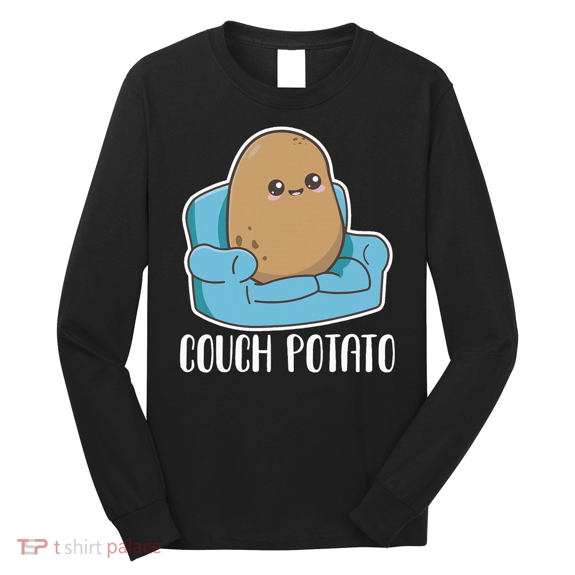 Couch Potato Cute Kawaii Funny Potato Long Sleeve Shirt