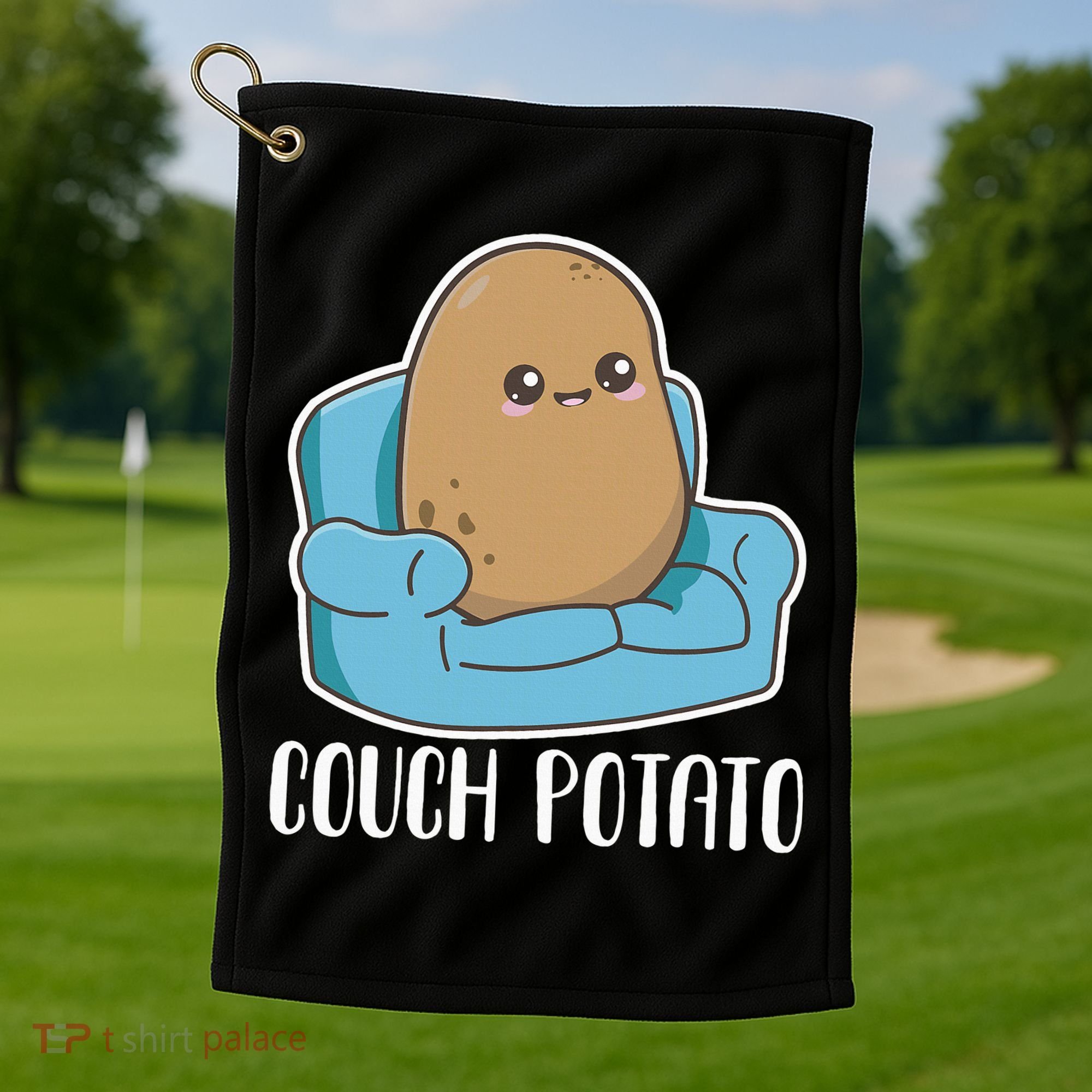Couch Potato Cute Kawaii Funny Potato Golf Towel