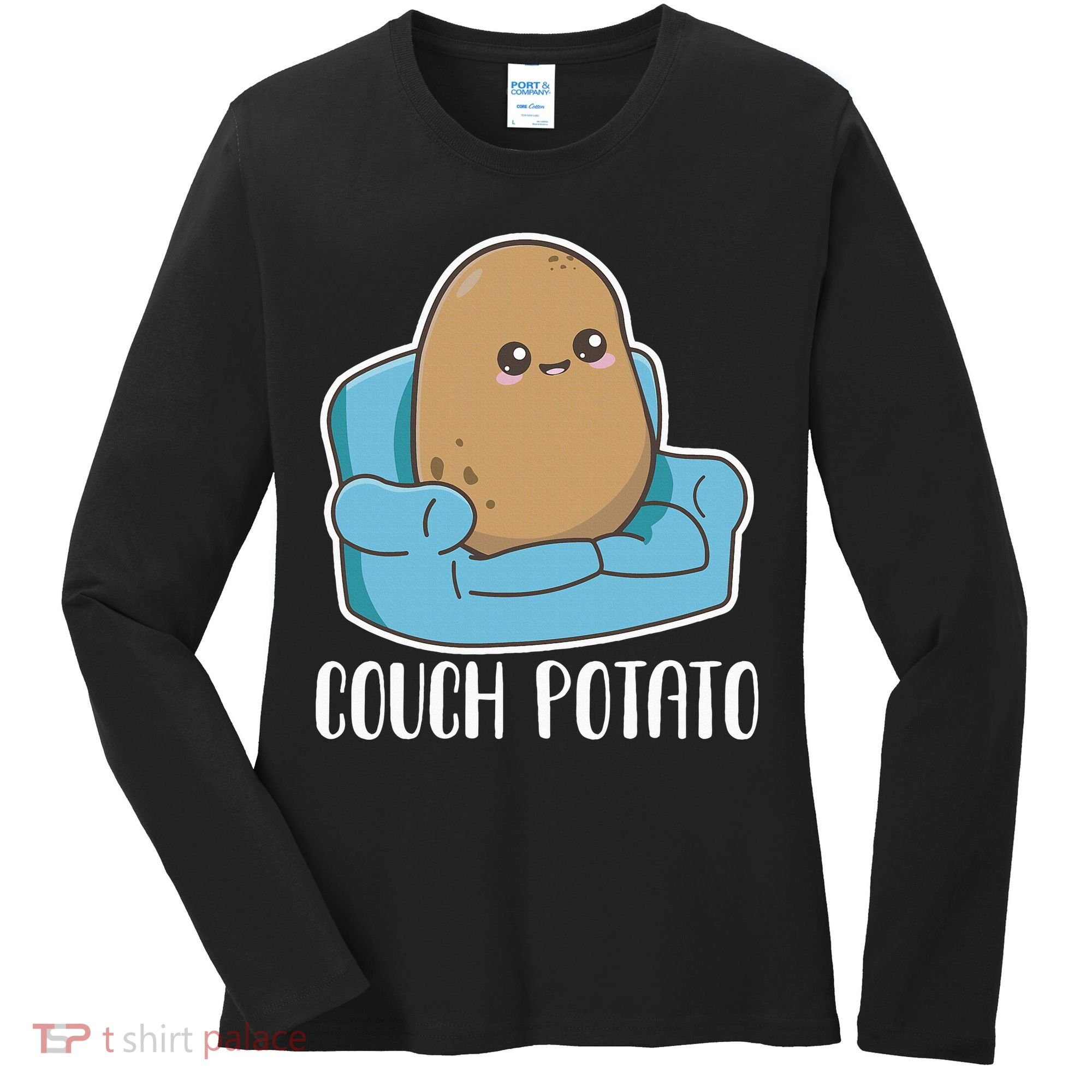 Couch Potato Cute Kawaii Funny Potato Women's Long Sleeve Shirt
