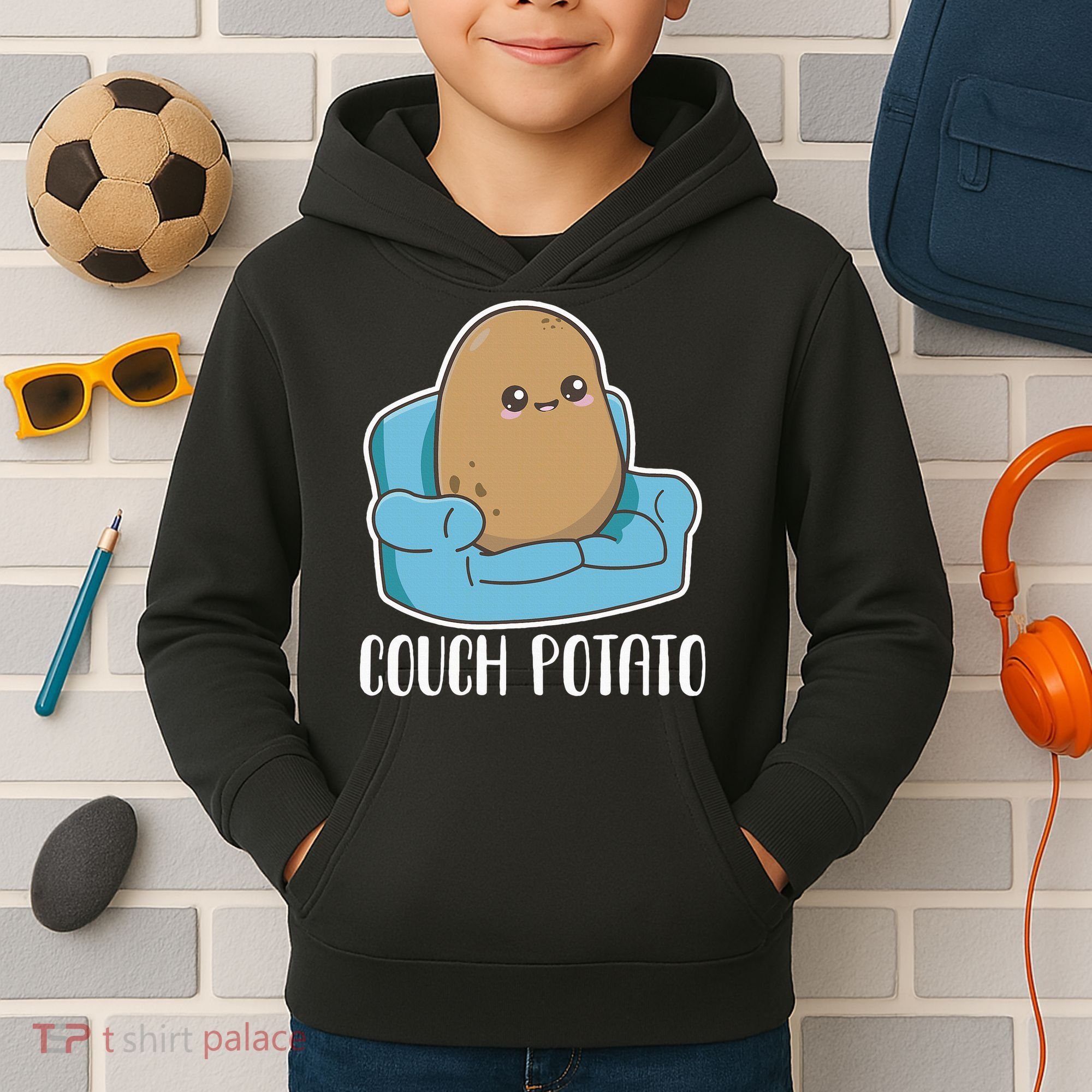 Couch Potato Cute Kawaii Funny Potato Kids Hoodie