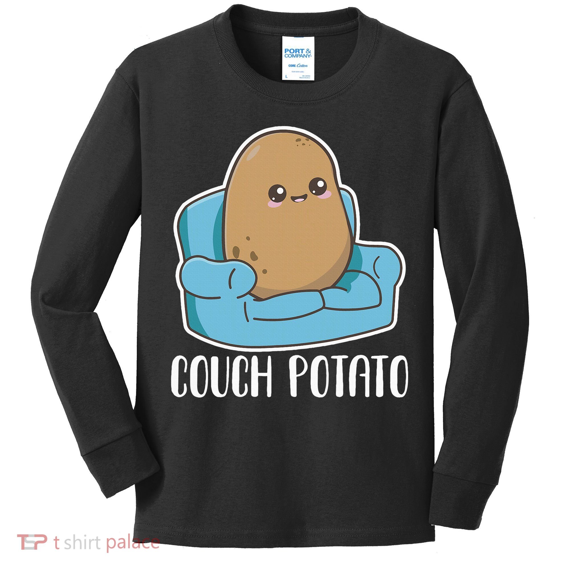 Couch Potato Cute Kawaii Funny Potato Kids Long Sleeve Shirt