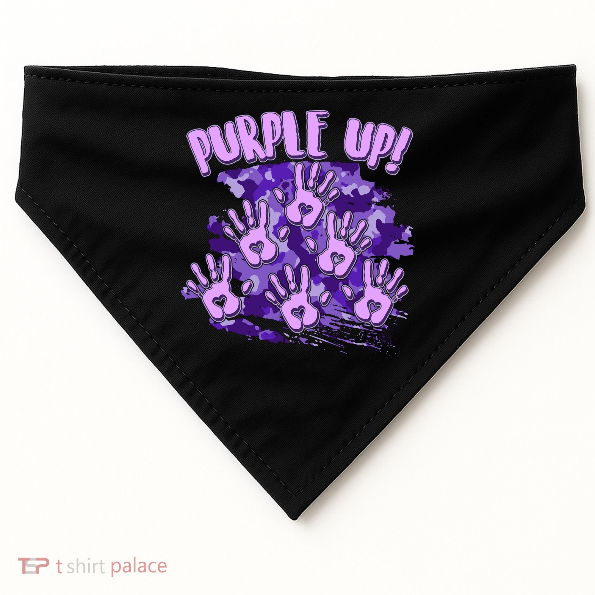 Cool Purple Camouflage Camo Hand Prints USA-Made Doggie Bandana