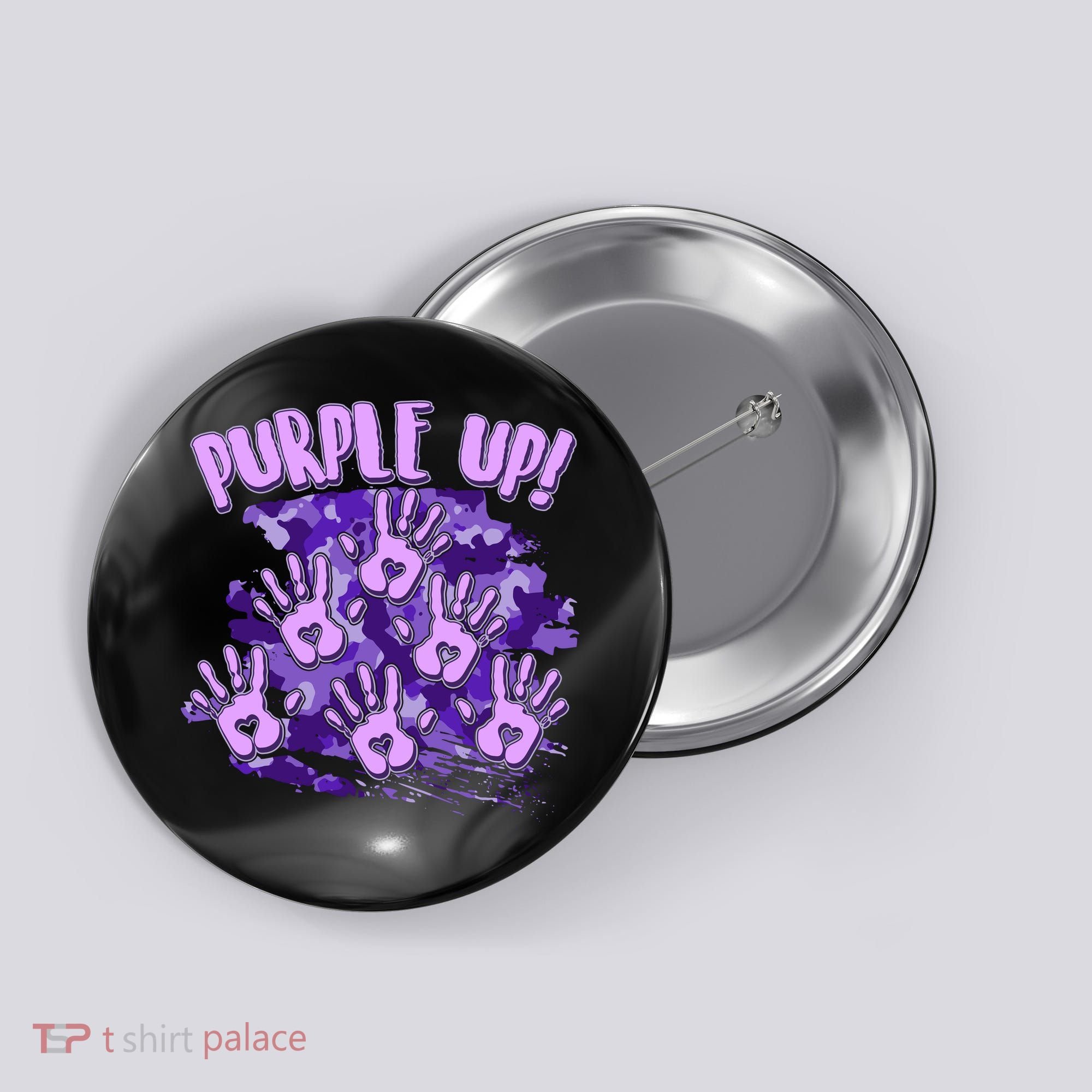 Cool Purple Camouflage Camo Hand Prints Button
