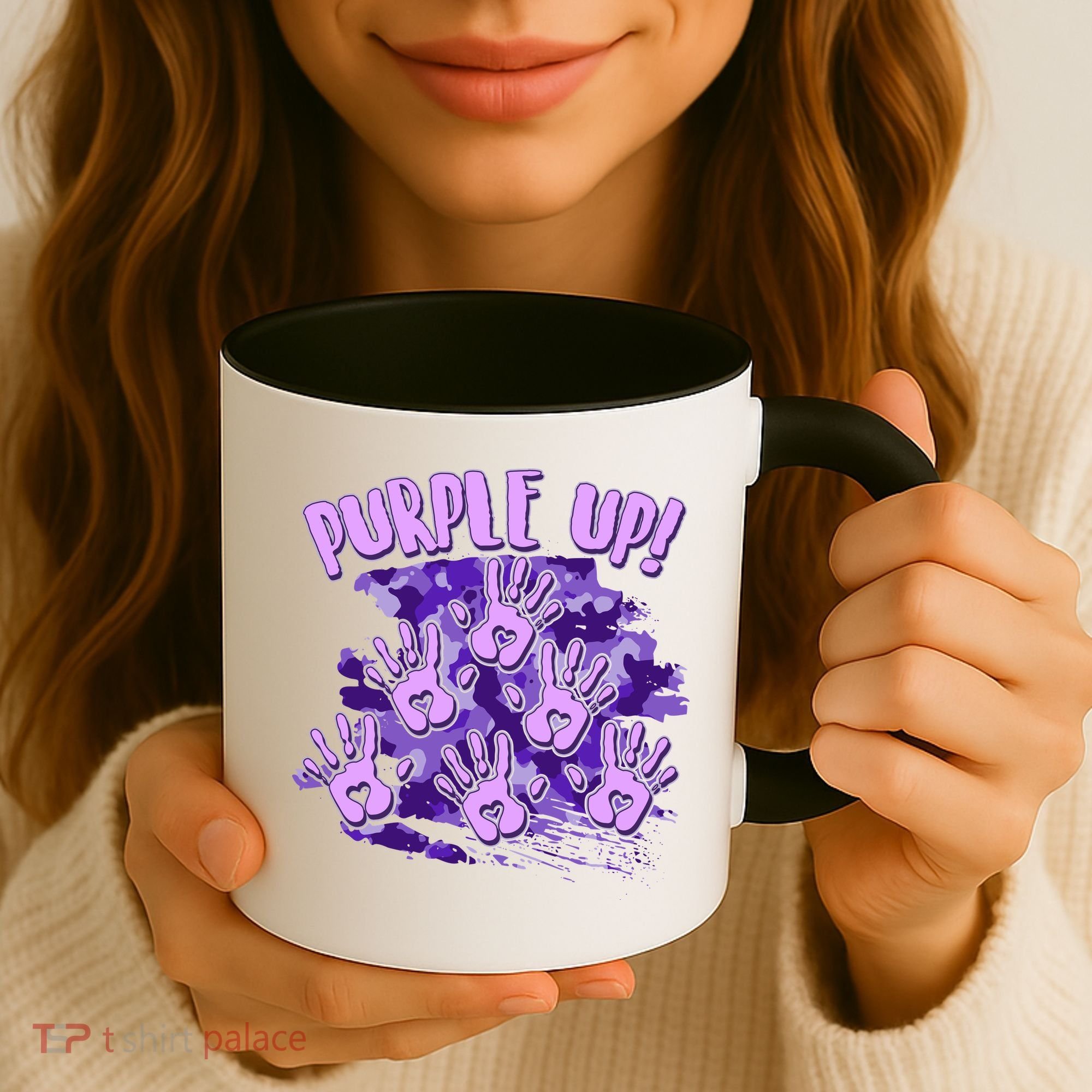 Cool Purple Camouflage Camo Hand Prints Coffee Mug