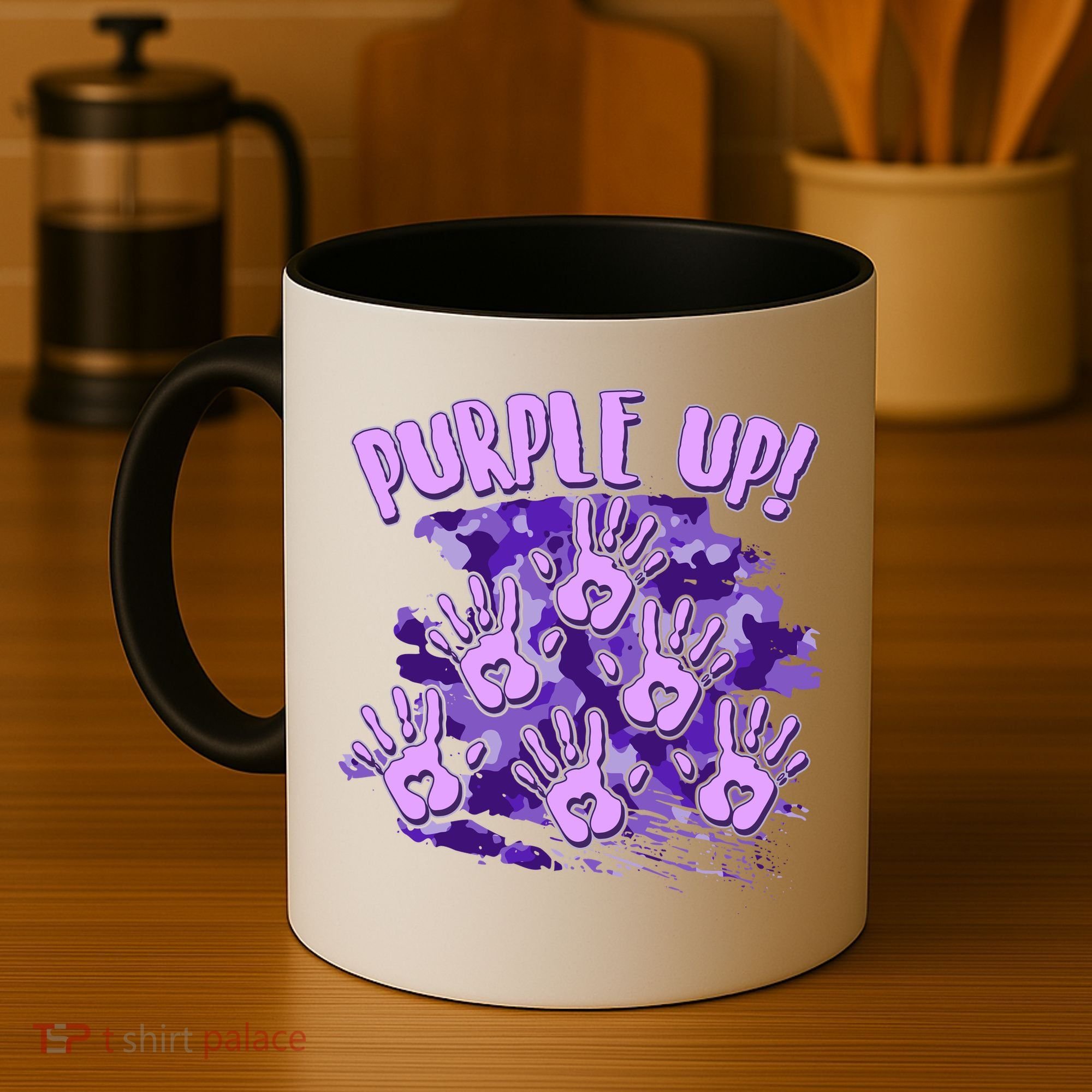 Cool Purple Camouflage Camo Hand Prints Coffee Mug